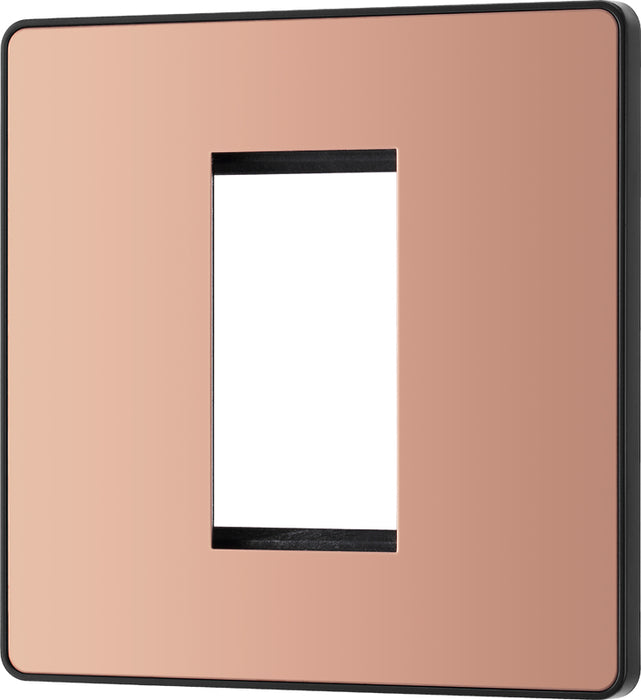 BG Evolve PCDCPEMS1B Single Euro Module Front Plate (25 x 50) - Polished Copper (Black) - westbasedirect.com