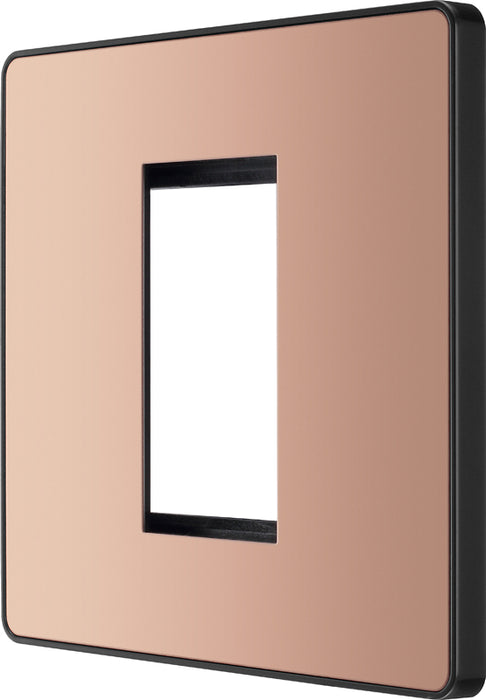 BG Evolve PCDCPEMS1B Single Euro Module Front Plate (25 x 50) - Polished Copper (Black) - westbasedirect.com