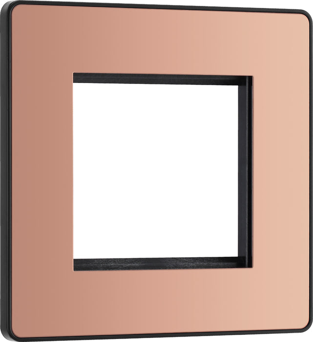 BG Evolve PCDCPEMS2B Twin Euro Module Aperture Single Front Plate (50 x 50) - Polished Copper (Black) - westbasedirect.com