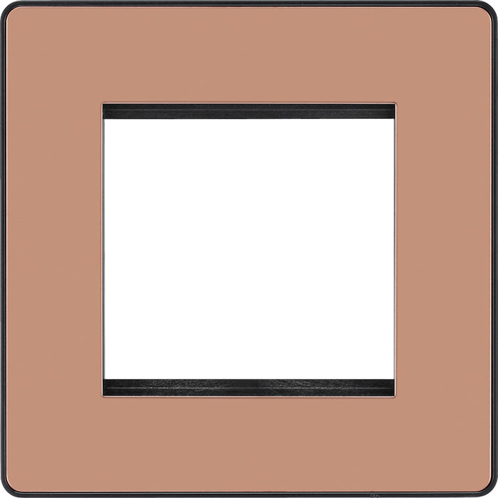 BG Evolve PCDCPEMS2B Twin Euro Module Aperture Single Front Plate (50 x 50) - Polished Copper (Black) - westbasedirect.com
