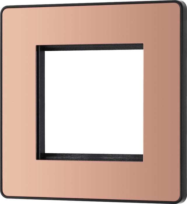 BG Evolve PCDCPEMS2B Twin Euro Module Aperture Single Front Plate (50 x 50) - Polished Copper (Black) - westbasedirect.com