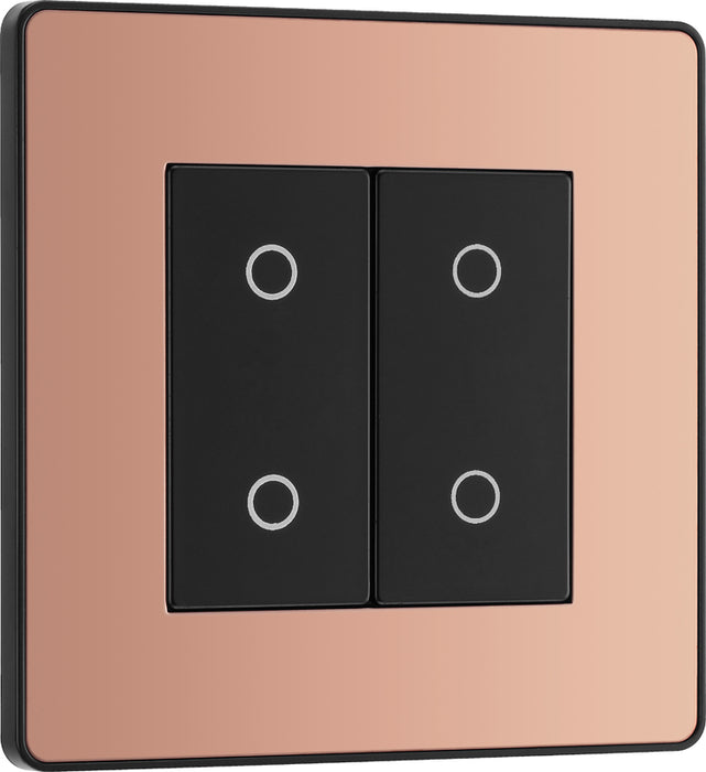 BG Evolve PCDCPTDM2B 2-Way Master 200W Double Touch Dimmer Switch - Polished Copper (Black) - westbasedirect.com