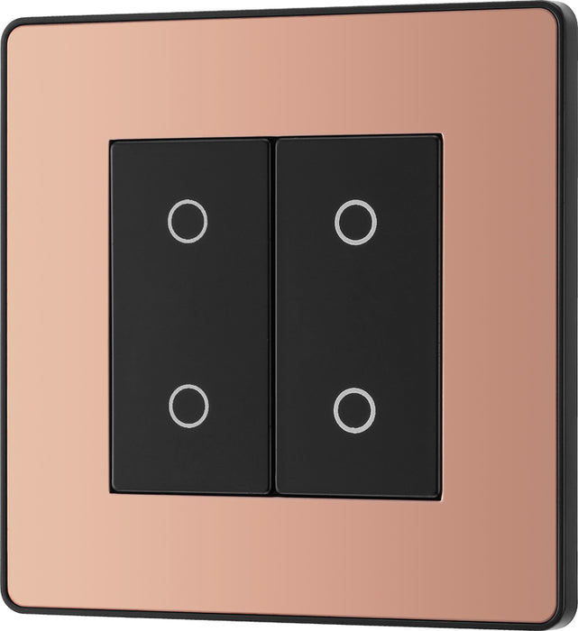 BG Evolve PCDCPTDM2B 2-Way Master 200W Double Touch Dimmer Switch - Polished Copper (Black) - westbasedirect.com
