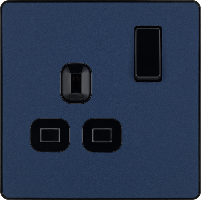 BG Evolve PCDDB21B 13A Single Switched Power Socket - Matt Blue (Black) (5 Pack) - westbasedirect.com