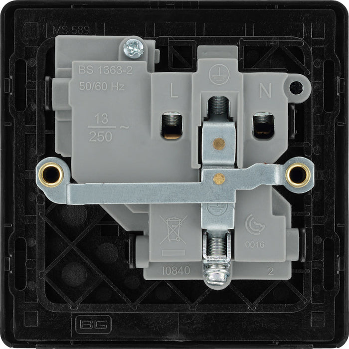 BG Evolve PCDDB21B 13A Single Switched Power Socket - Matt Blue (Black) (5 Pack) - westbasedirect.com