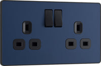 BG Evolve PCDDB22B 13A Double Switched Power Socket - Matt Blue (Black)