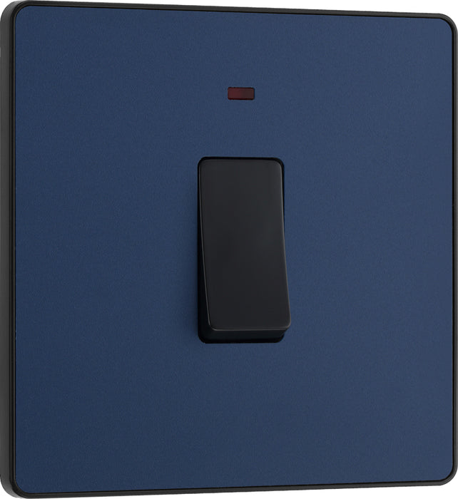 BG Evolve PCDDB31B 20A Double Pole Switch with Power LED Indicator - Matt Blue (Black) - westbasedirect.com