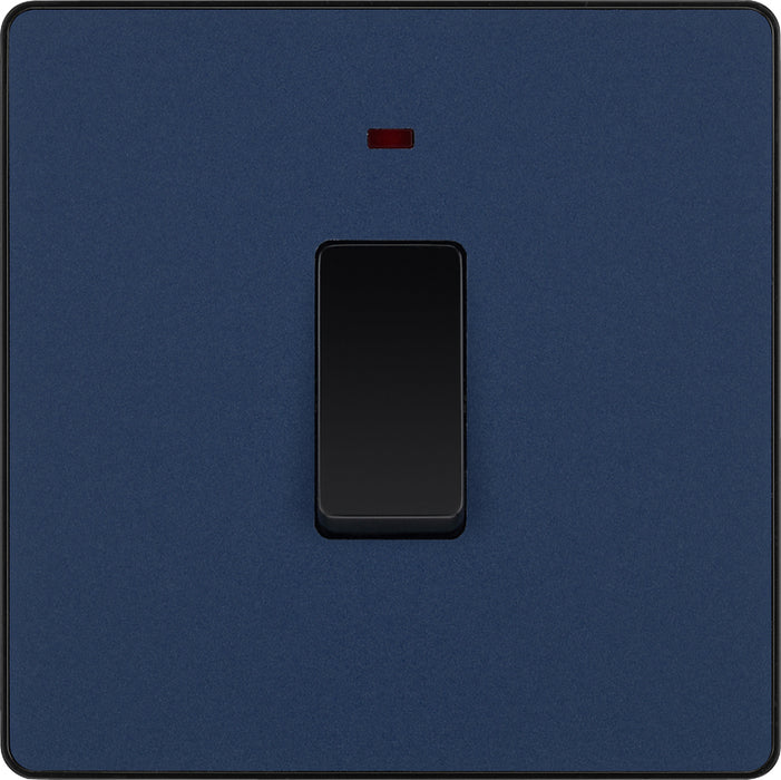 BG Evolve PCDDB31B 20A Double Pole Switch with Power LED Indicator - Matt Blue (Black) - westbasedirect.com