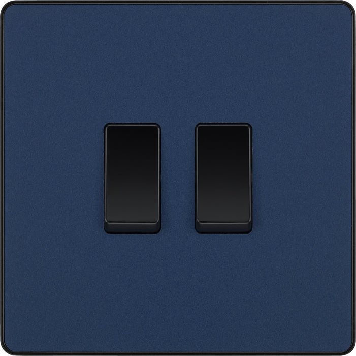 BG Evolve PCDDB42B 20A 16AX 2 Way Double Light Switch - Matt Blue (Black) (5 Pack) - westbasedirect.com