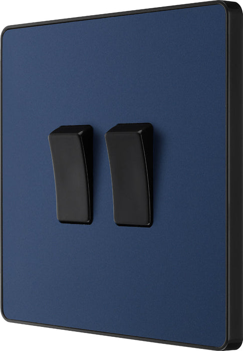 BG Evolve PCDDB42B 20A 16AX 2 Way Double Light Switch - Matt Blue (Black) (5 Pack) - westbasedirect.com
