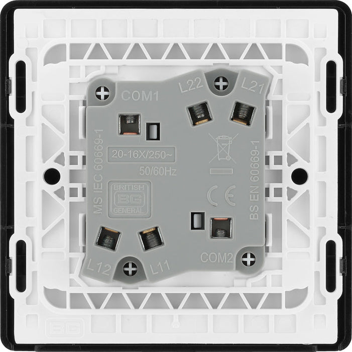 BG Evolve PCDDB42B 20A 16AX 2 Way Double Light Switch - Matt Blue (Black) (5 Pack) - westbasedirect.com
