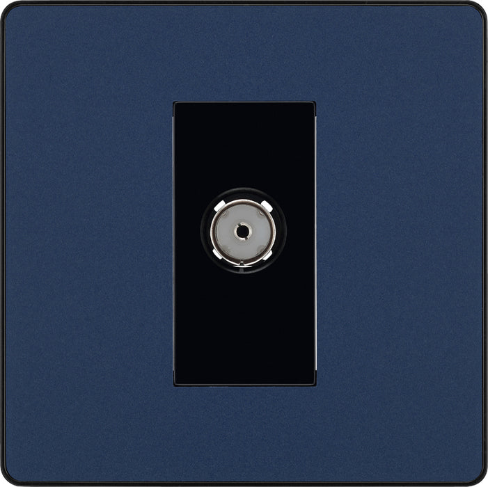 BG Evolve PCDDB60B Single Socket for TV or FM Co-Axial Aerial Connection - Matt Blue (Black) - westbasedirect.com