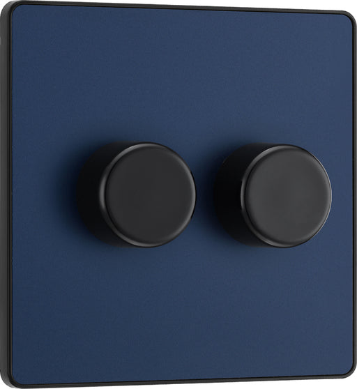 BG Evolve PCDDB82B 2-Way Trailing Edge LED 200W Double Dimmer Switch Push On/Off - Matt Blue (Black) - westbasedirect.com