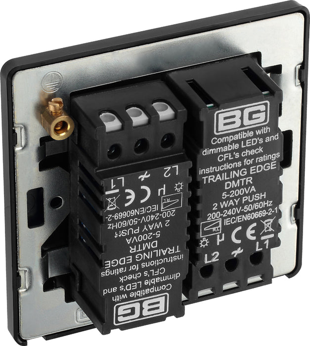 BG Evolve PCDDB82B 2-Way Trailing Edge LED 200W Double Dimmer Switch Push On/Off - Matt Blue (Black) - westbasedirect.com