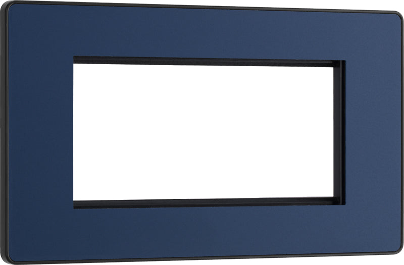 BG Evolve PCDDBEMR4B Quadruple Rectangular Front Plate (100 x 50) - Matt Blue (Black) - westbasedirect.com