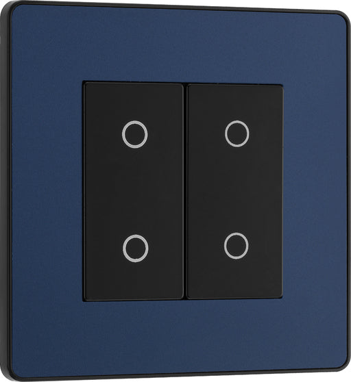 BG Evolve PCDDBTDM2B 2-Way Master 200W Double Touch Dimmer Switch - Matt Blue (Black) - westbasedirect.com