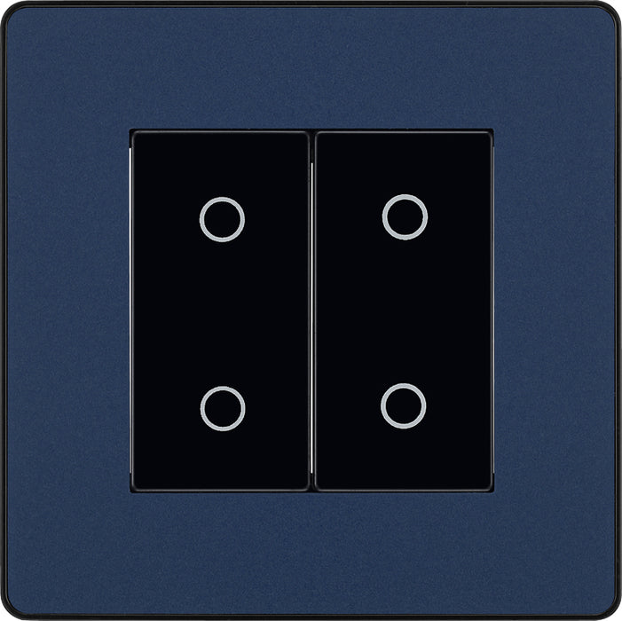 BG Evolve PCDDBTDM2B 2-Way Master 200W Double Touch Dimmer Switch - Matt Blue (Black) - westbasedirect.com