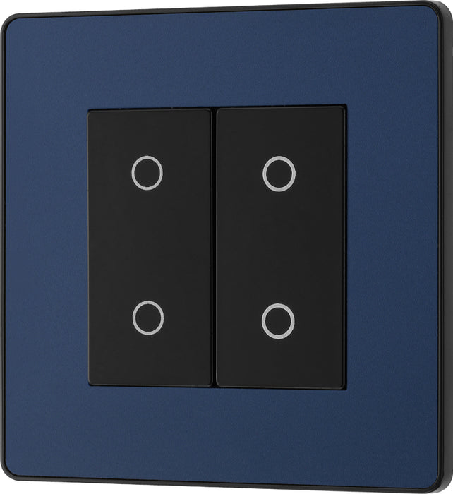 BG Evolve PCDDBTDM2B 2-Way Master 200W Double Touch Dimmer Switch - Matt Blue (Black) - westbasedirect.com