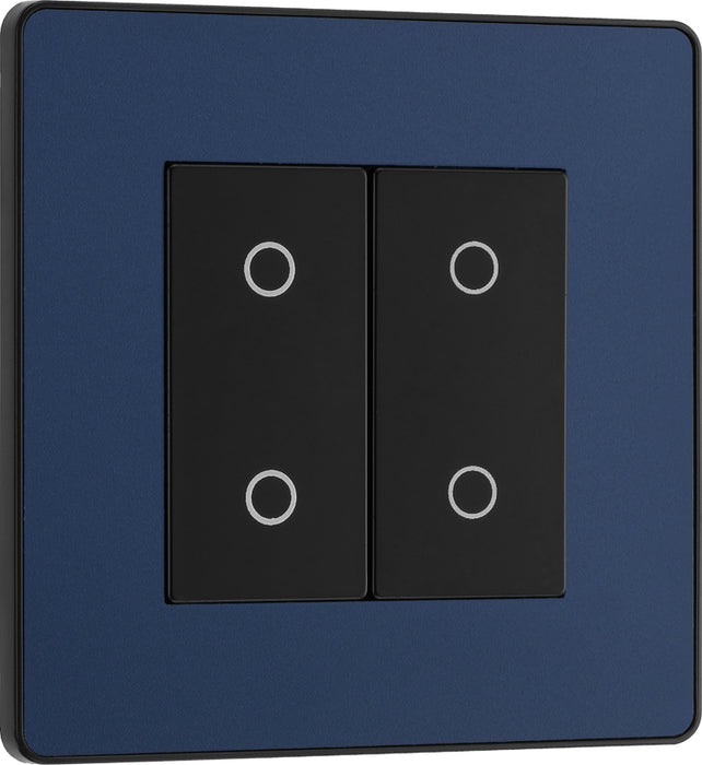 BG Evolve PCDDBTDS2B 2-Way Secondary 200W Double Touch Dimmer Switch - Matt Blue (Black) - westbasedirect.com