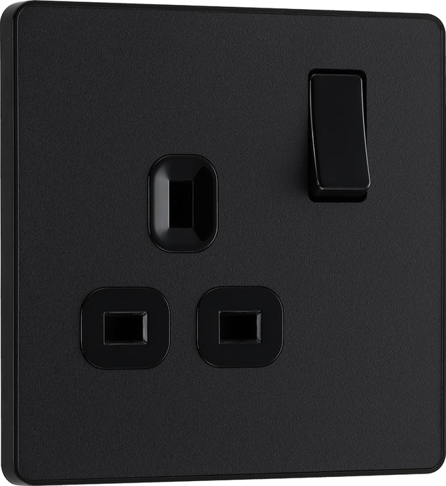 BG Evolve PCDMB21B 13A Single Switched Power Socket - Matt Black (Black) - westbasedirect.com