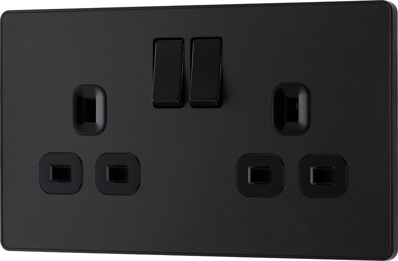 BG Evolve PCDMB22B 13A Double Switched Power Socket - Matt Black (Black) (5 Pack) - westbasedirect.com