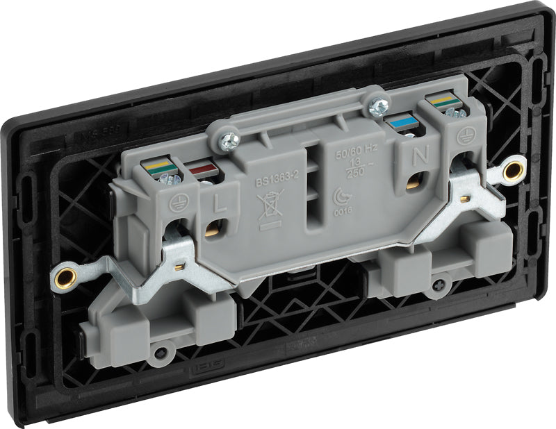 BG Evolve PCDMB22B 13A Double Switched Power Socket - Matt Black (Black) (5 Pack) - westbasedirect.com
