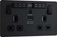 BG Evolve PCDMB22UWRB 13A Double Switched Power Socket + WiFi Extender + 1xUSB(2.1A) - Matt Black (Black)
