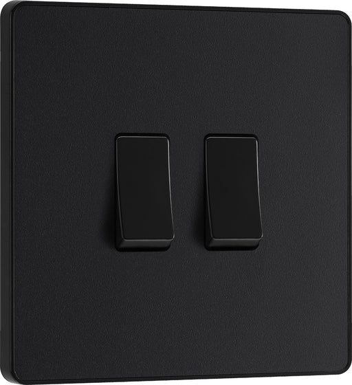 BG Evolve PCDMB42B 20A 16AX 2 Way Double Light Switch - Matt Black (Black) - westbasedirect.com