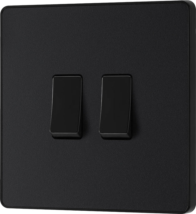 BG Evolve PCDMB42B 20A 16AX 2 Way Double Light Switch - Matt Black (Black) (5 Pack) - westbasedirect.com
