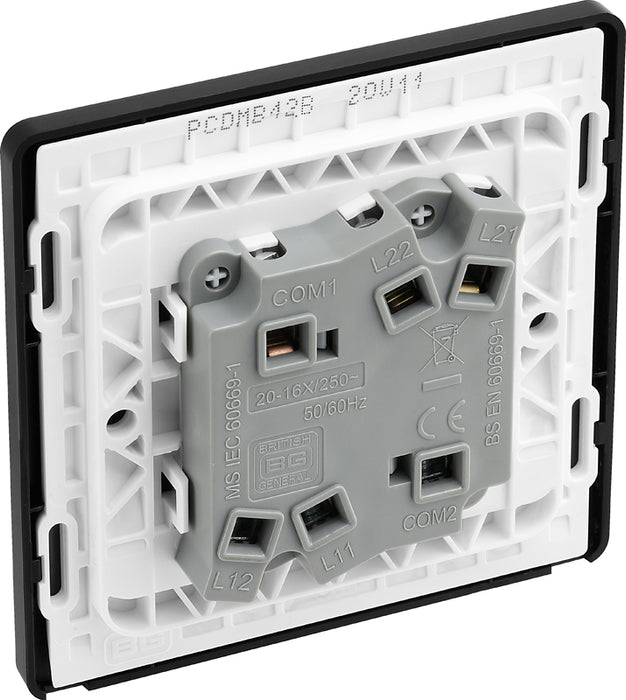 BG Evolve PCDMB42B 20A 16AX 2 Way Double Light Switch - Matt Black (Black) - westbasedirect.com
