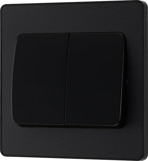 BG Evolve PCDMB42WB 20A 16AX 2 Way Double Light Switch, Wide Rocker - Matt Black (Black) - westbasedirect.com