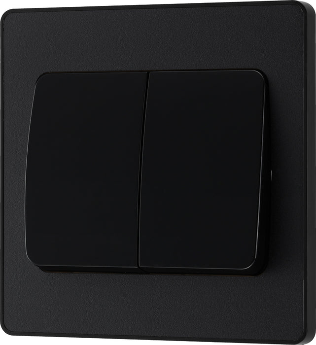 BG Evolve PCDMB42WB 20A 16AX 2 Way Double Light Switch, Wide Rocker - Matt Black (Black) - westbasedirect.com