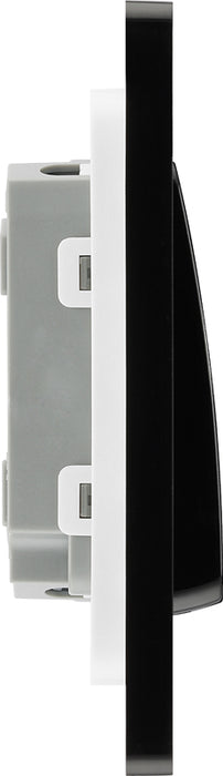 BG Evolve PCDMB42WB 20A 16AX 2 Way Double Light Switch, Wide Rocker - Matt Black (Black) - westbasedirect.com