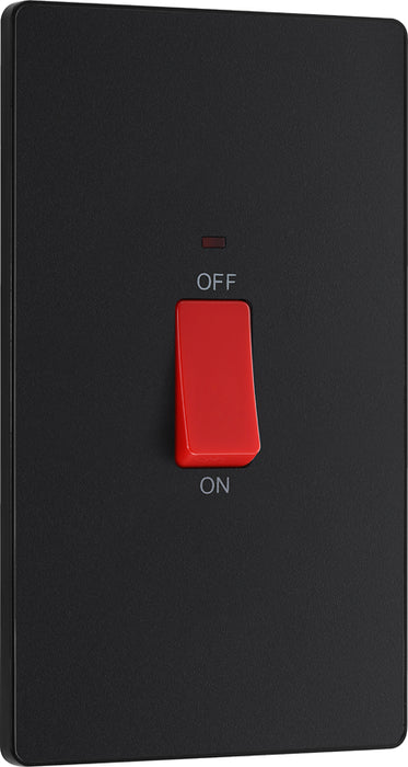 BG Evolve PCDMB72B 45A Double Pole Rectangular Switch with LED Power Indicator - Matt Black (Black) - westbasedirect.com