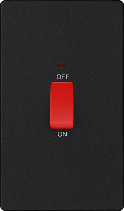 BG Evolve PCDMB72B 45A Double Pole Rectangular Switch with LED Power Indicator - Matt Black (Black) - westbasedirect.com