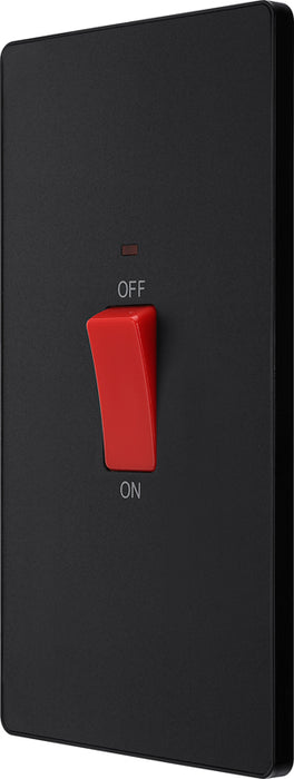 BG Evolve PCDMB72B 45A Double Pole Rectangular Switch with LED Power Indicator - Matt Black (Black) - westbasedirect.com