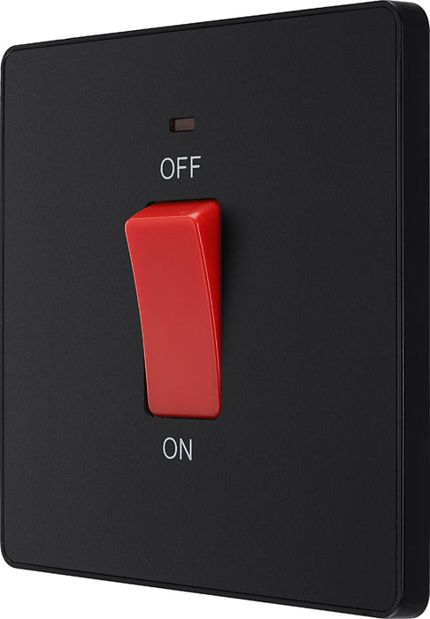 BG Evolve PCDMB74B 45A Double Pole Square Switch with LED Power Indicator - Matt Black (Black) - westbasedirect.com