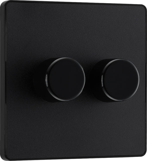 BG Evolve PCDMB82B 2-Way Trailing Edge LED 200W Double Dimmer Switch Push On/Off - Matt Black (Black) - westbasedirect.com