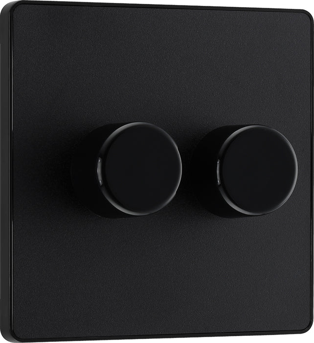 BG Evolve PCDMB82B 2-Way Trailing Edge LED 200W Double Dimmer Switch Push On/Off - Matt Black (Black) - westbasedirect.com