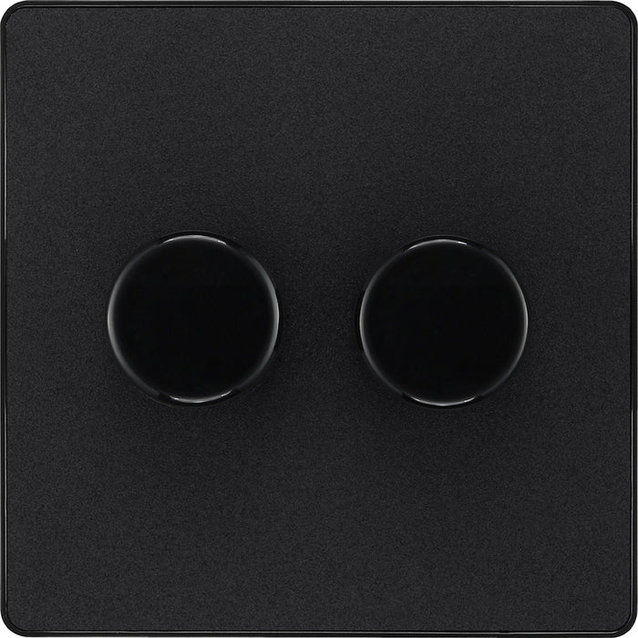 BG Evolve PCDMB82B 2-Way Trailing Edge LED 200W Double Dimmer Switch Push On/Off - Matt Black (Black) - westbasedirect.com