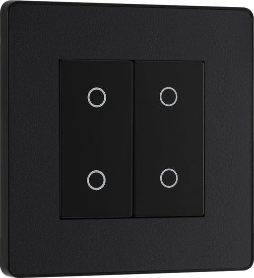 BG Evolve PCDMBTDM2B 2-Way Master 200W Double Touch Dimmer Switch - Matt Black (Black) - westbasedirect.com
