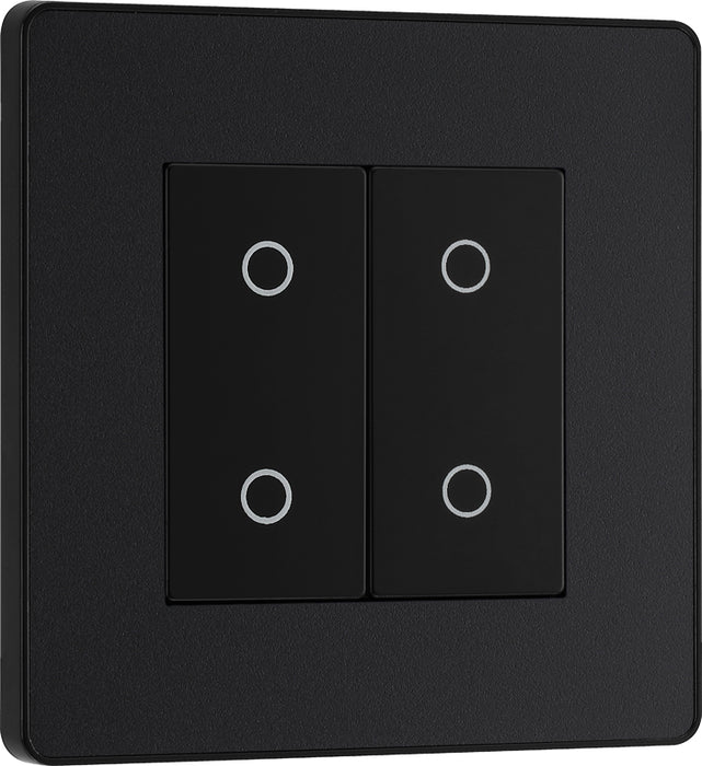 BG Evolve PCDMBTDM2B 2-Way Master 200W Double Touch Dimmer Switch - Matt Black (Black) - westbasedirect.com