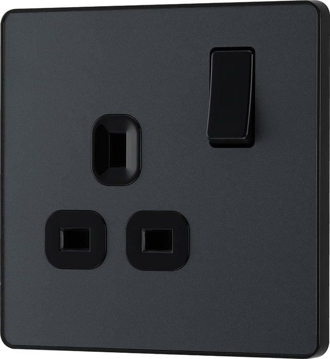 BG Evolve PCDMG21B 13A Single Switched Power Socket - Matt Grey (Black) (5 Pack) - westbasedirect.com