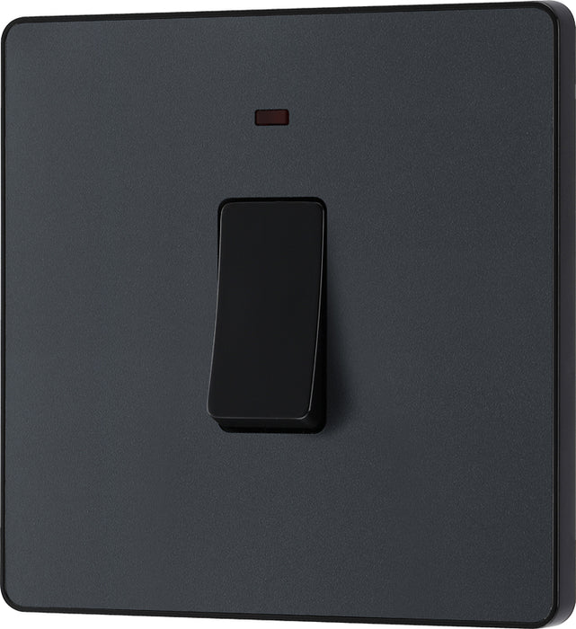 BG Evolve PCDMG31B 20A Double Pole Switch with Power LED Indicator - Matt Grey (Black) - westbasedirect.com