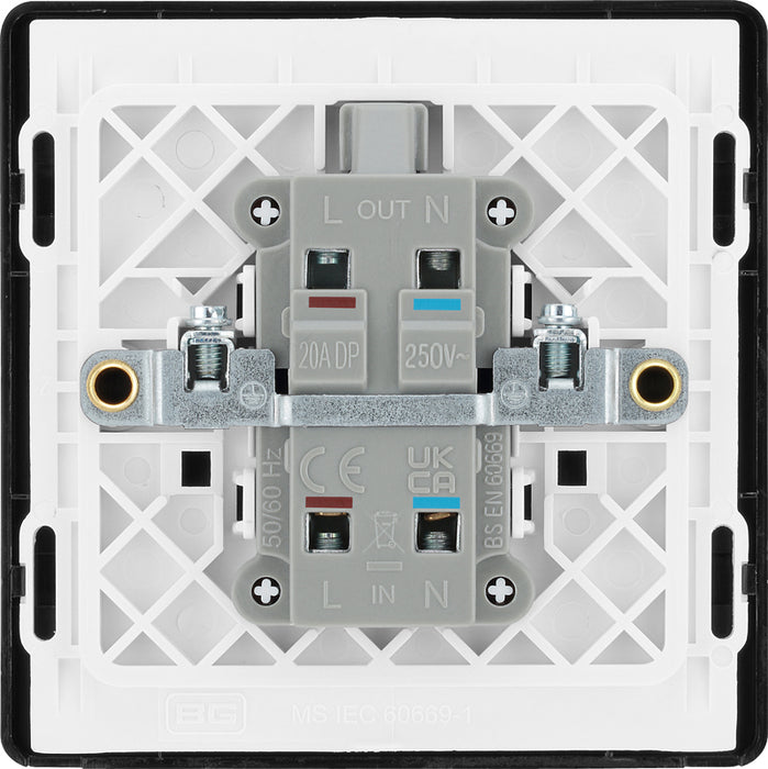 BG Evolve PCDMG31B 20A Double Pole Switch with Power LED Indicator - Matt Grey (Black) - westbasedirect.com