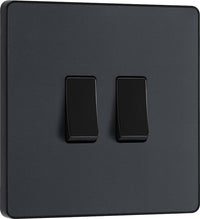 BG Evolve PCDMG42B 20A 16AX 2 Way Double Light Switch - Matt Grey (Black)