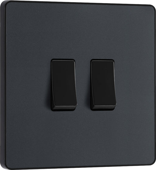 BG Evolve PCDMG42B 20A 16AX 2 Way Double Light Switch - Matt Grey (Black) - westbasedirect.com