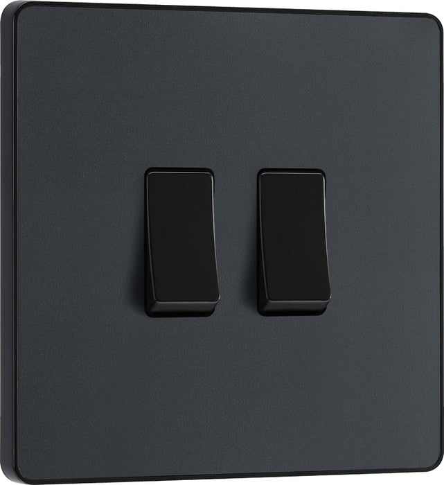 BG Evolve PCDMG42B 20A 16AX 2 Way Double Light Switch - Matt Grey (Black) - westbasedirect.com