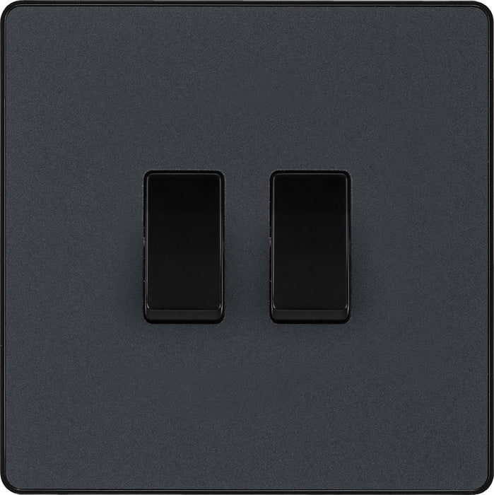 BG Evolve PCDMG42B 20A 16AX 2 Way Double Light Switch - Matt Grey (Black) (5 Pack) - westbasedirect.com