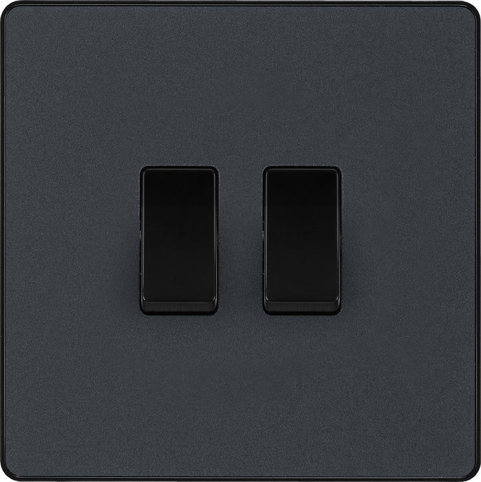BG Evolve PCDMG42B 20A 16AX 2 Way Double Light Switch - Matt Grey (Black) - westbasedirect.com